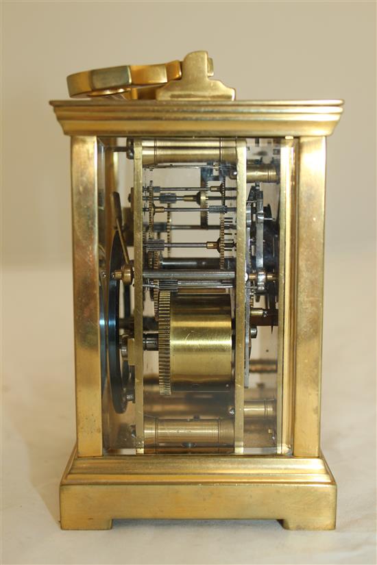 An Edwardian gilt brass carriage clock, 5.5in.